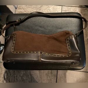 Vintage Style Shoulder Velvet Brown Purse (Preowned)